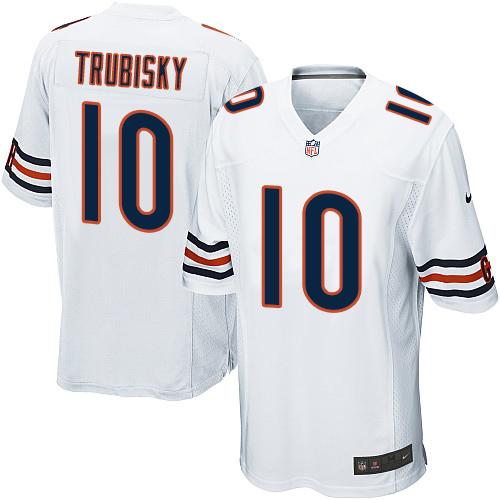 Nike Bears #10 Mitchell Trubisky White Youth Stitched NFL Elite Jersey - Click Image to Close